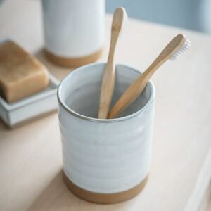 Off-White Ceramic Toothbrush Holder   Funky Chunky Furniture  - Funky Chunky Furniture