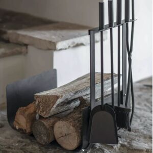 Black Metal Log Store And Tool Set   Funky Chunky Furniture  - Funky Chunky Furniture