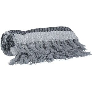 Grey Striped Cotton Throw - 150cm  - Funky Chunky Furniture