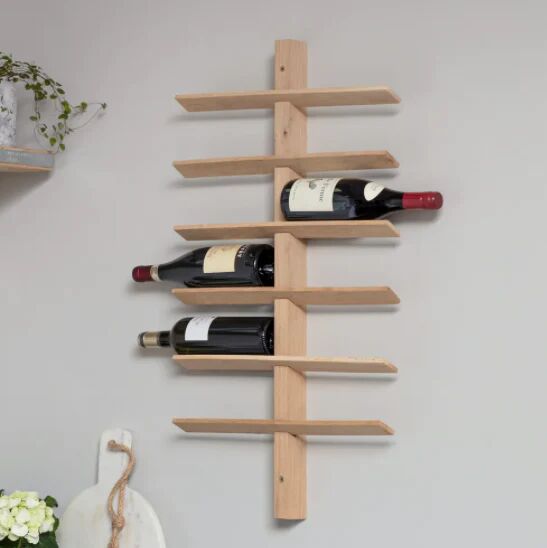 Solid Oak Wall Mounted Wine Rack   Funky Chunky Furniture  - Funky Chunky Furniture