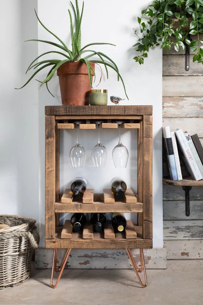 Ouseburn Wine Rack - Smoke Pine Copper  - Funky Chunky Furniture