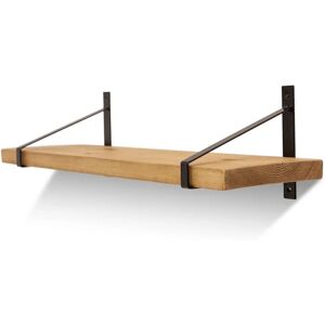 Armstrong Solid Wood Shelf & Brackets - 9x1.5 Smooth Shelf (22cmx3.5cm) - 140cm Medium Oak  - Funky Chunky Furniture