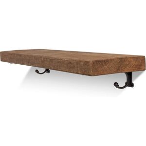 Hutton Solid Wood Shelf & Brackets - 9x2 Smooth Shelf (22cmx4.5cm) - 70cm Smoke Pine  - Funky Chunky Furniture