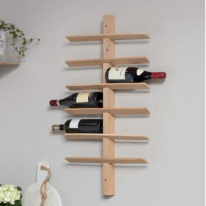 Solid Oak Wall Mounted Wine Rack   Funky Chunky Furniture  - Funky Chunky Furniture