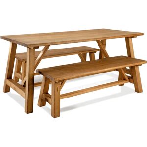 Amble Dining Table and Benches - Medium Oak  - Funky Chunky Furniture