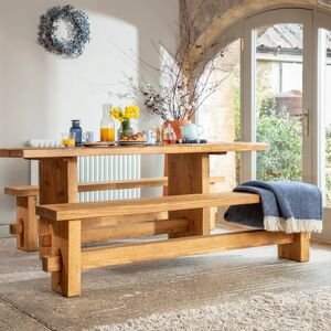 Derwent Dining Table And Benches - Medium Oak 180cm  - Funky Chunky Furniture