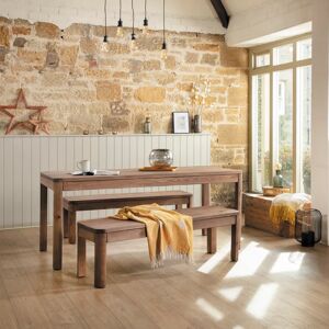 Gosforth Long Dining Table And Benches - Medium Oak  - Funky Chunky Furniture