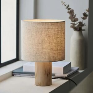 Wooden Table Lamp With Linen Shade  - Funky Chunky Furniture