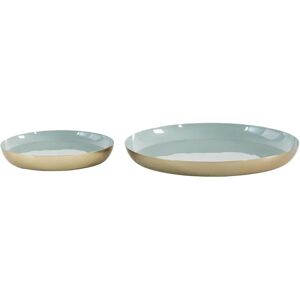 Mint Blue and Gold Aluminium Trays - Set of 2  - Funky Chunky Furniture