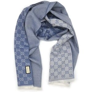 Gucci - Light Blue GG Monogram Half Web Wool Scarf