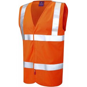 Leo Workwear W19 Clifton Hi-Vis Fire-Resistant Anti-Static Waistcoat 6XL  Orange