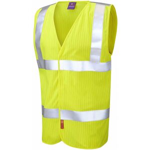 Leo Workwear W19 Clifton Hi-Vis Fire-Resistant Anti-Static Waistcoat 5XL  Yellow