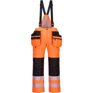 Portwest PW351 Hi-Vis Waterproof Winter Bib Trousers M  Orange/Black