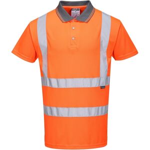 Portwest RT22 Hi-Vis Railway Polo Shirt with Grey Collar GO/RT3279