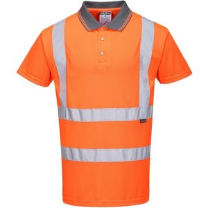 Portwest RT22 Hi-Vis Railway Polo Shirt with Grey Collar GO/RT3279  4XL