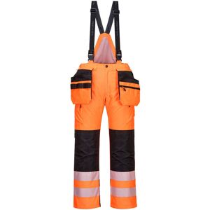 Portwest PW351 Hi-Vis Waterproof Winter Bib Trousers S  Orange/Black