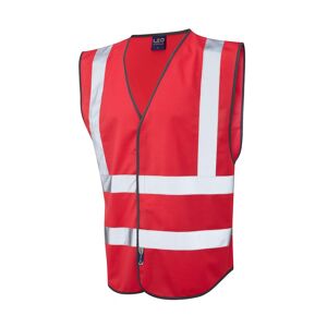 Leo Workwear W05 Pilton Hi-Vis Reflective Waistcoat S  Red