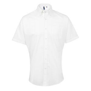 Premier PR236 Mens Oxford Short Sleeve Shirt 19  White