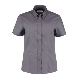 Kustom Kit KK701 Short Sleeve Oxford Blouse 6 Charcoal Grey