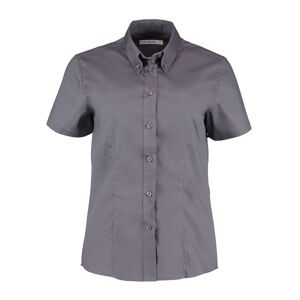 Kustom Kit KK701 Short Sleeve Oxford Blouse 26 Charcoal Grey