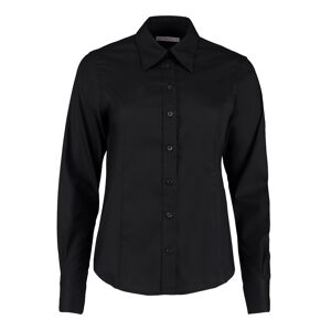 Kustom Kit KK702 Tailored Fit Long Sleeve Oxford Blouse 6  Black