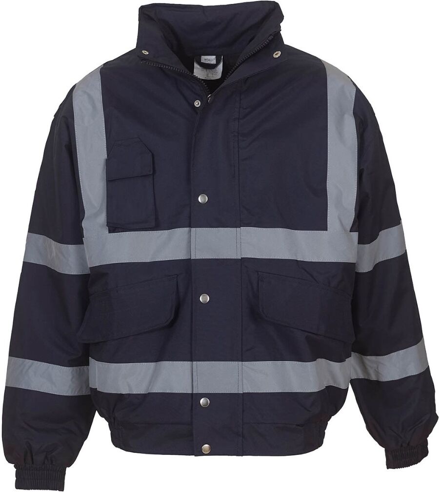 Yoko International Yoko HVP211 Classic Bomber Jacket C/W Reflective Tape L Navy