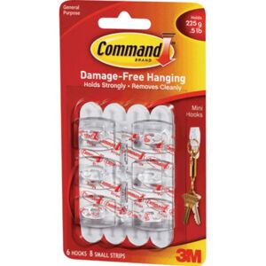 Mahahome 3M Command Mini Hooks with Command Strips, White