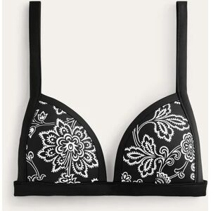 Triangle Panelled Bikini Top Black Women Boden  - Black, White Floral - Female - Size: 18