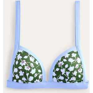 Triangle Panelled Bikini Top Blue Women Boden  - Winter Green, Blue Floral - Female - Size: 18