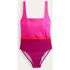 Square Neck Swimsuit Pink Women Boden  - Jewel Pink Colourblock - Female - Size: 12