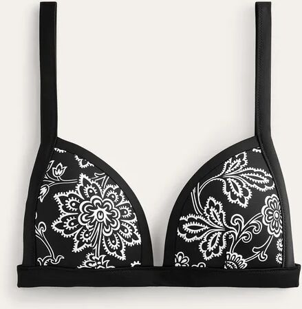 Triangle Panelled Bikini Top Black Women Boden  - Black, White Floral - Female - Size: 14