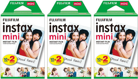 Fujifilm Instax Mini Instant Photo Film - White, 60 Shot Pack