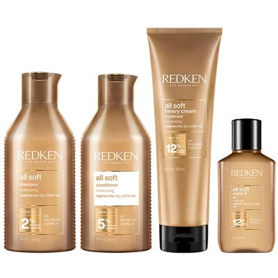 Redken All Soft Shampoo 300ml, Conditioner 300ml, Heavy Cream 250ml & Redken All Soft Shampoo 300ml, Conditioner 300ml, Heavy Cream 250ml &