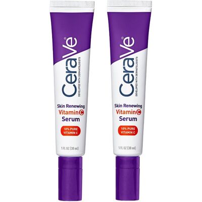 CeraVe Renewing 10% Pure Vitamin C Serum with Ceramides for Brighter & CeraVe Renewing 10% Pure Vitamin C Serum with Ceramides for Brighter &