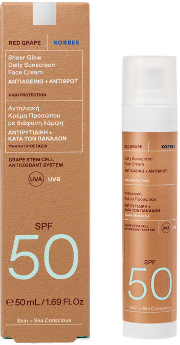 Korres Red Grape Sheer Glow Finish Daily Sunscreen Face Cream SPF 50 5