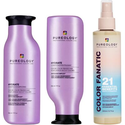 Pureology Hydrate Shampoo 266ml, Hydrate Conditioner 266ml & Color Fan Pureology Hydrate Shampoo 266ml, Hydrate Conditioner 266ml & Color Fan