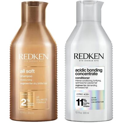 Redken All Soft Shampoo 300ml & Acidic Bonding Concentrate Conditioner Redken All Soft Shampoo 300ml & Acidic Bonding Concentrate Conditioner