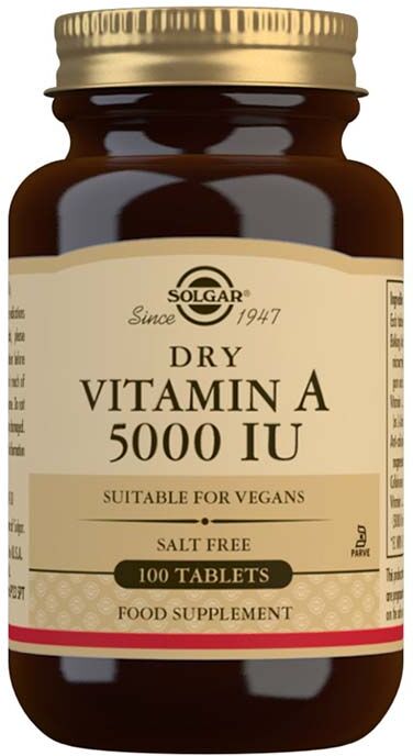 Solgar Dry Vitamin A 5000 IU (1502mcg) 100 Tablets