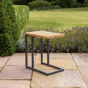 Harbour Lifestyle Cube Side Table with Teak Top in Charcoal