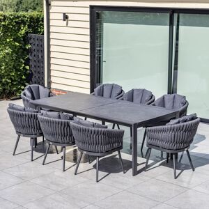 Harbour Lifestyle Palma 8 Seat Rope Extending Dining Set in Grey