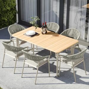 Harbour Lifestyle Cloverly 6 Seat Rectangular Dining with Teak Table in Latte