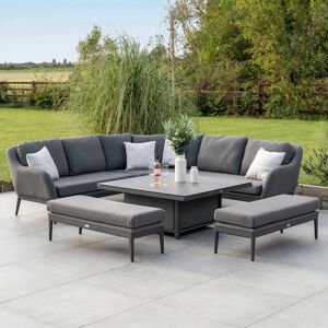Harbour Lifestyle Luna Deluxe Outdoor Fabric Square Corner Dining Set with Rising Table in Grey