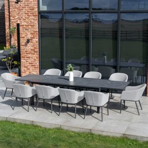 Harbour Lifestyle Luna 10 Seat Outdoor Fabric Extending Ceramic Dining Set in Oyster Grey