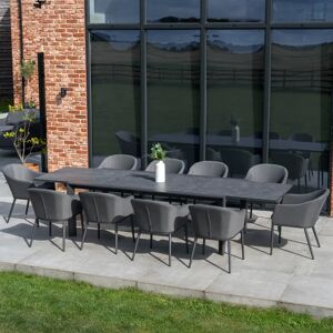 Harbour Lifestyle Luna 10 Seat Outdoor Fabric Extending Ceramic Dining Set in Grey