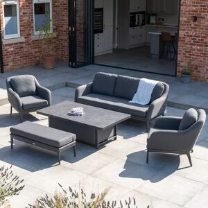 Harbour Lifestyle Luna 3 Seat Outdoor Fabric Sofa Set with Rising Table in Grey