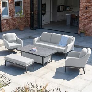 Harbour Lifestyle Luna 3 Seat Outdoor Fabric Sofa Set with Rising Table in Oyster Grey