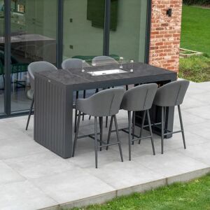 Harbour Lifestyle Luna 6 Seat Outdoor Fabric Ceramic Firepit Bar Set in Grey