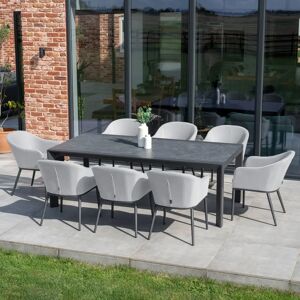 Harbour Lifestyle Luna 8 Seat Outdoor Fabric Extending Ceramic Dining Set in Oyster Grey