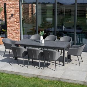 Harbour Lifestyle Luna 8 Seat Outdoor Fabric Extending Ceramic Dining Set in Grey