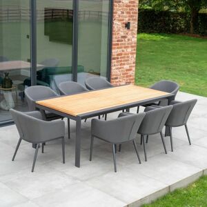 Harbour Lifestyle Luna 8 Seat Outdoor Fabric Extending Teak Dining Set in Grey